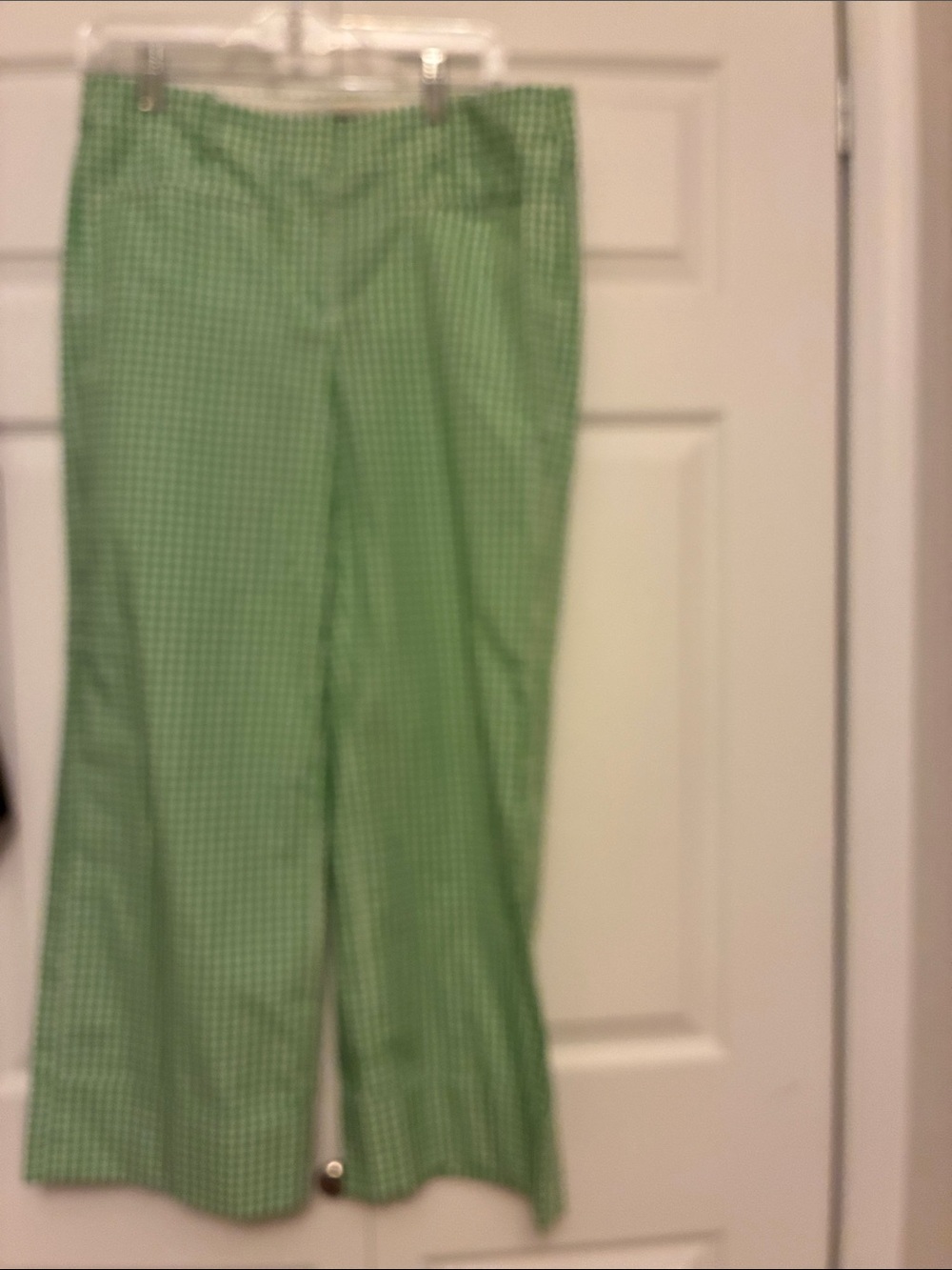 J.Crew Cuffed Gingham Taffeta Wide Leg Pants Lime Green Size 10